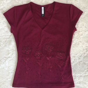 2000s Forever 21 Beaded Flower Top